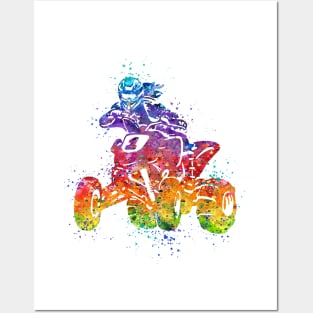 Four Wheeler Riding Girl Watercolor Silhouette Posters and Art